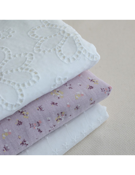 copy of Broderie anglaise plumetis de coton coloris blanc