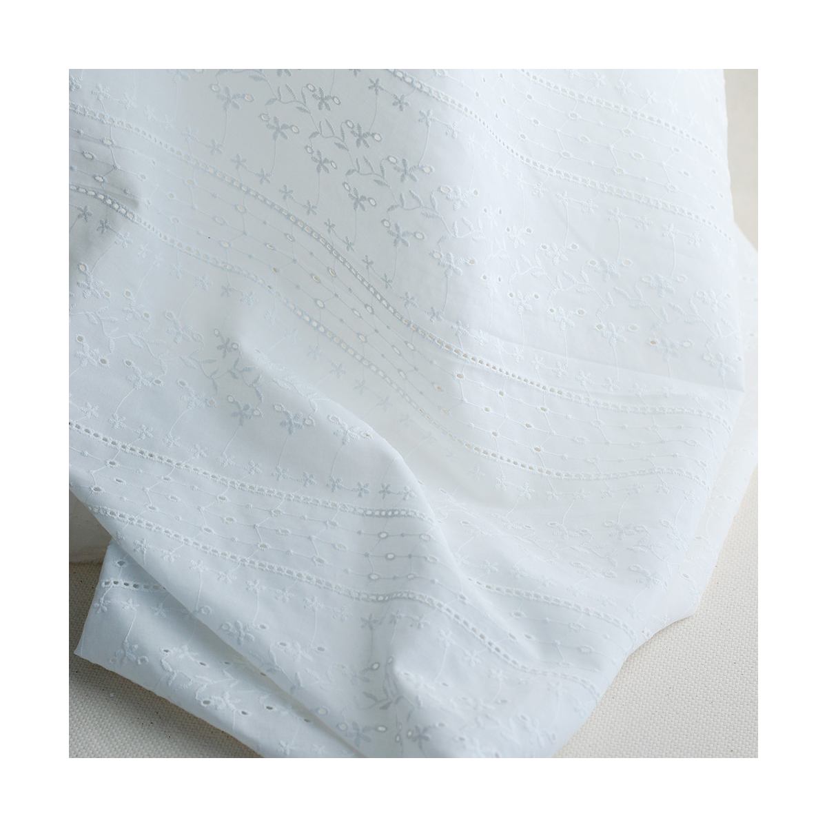 Broderie anglaise voile de coton coloris blanc