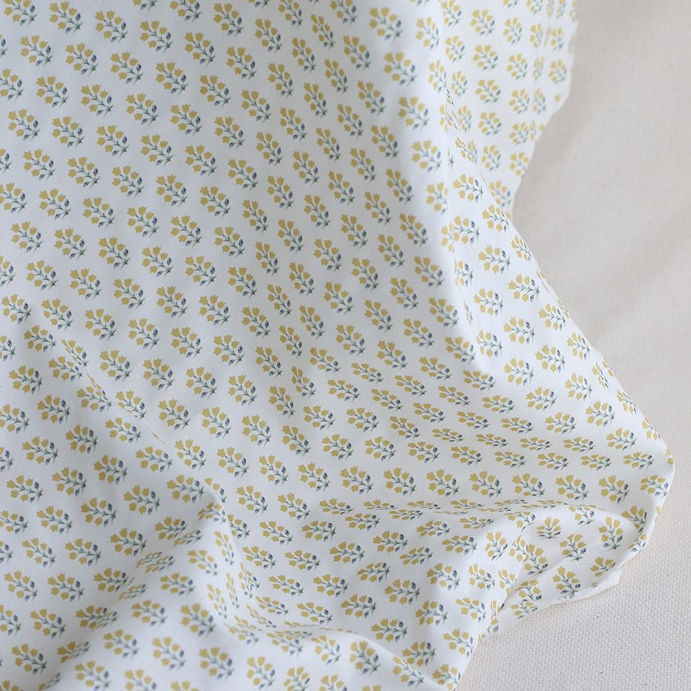 copy of Anne - Popeline douce coton organique fleuri bleu