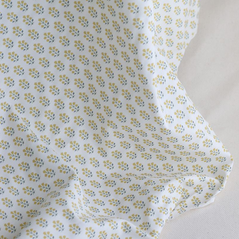 copy of Anne - Popeline douce coton organique fleuri bleu