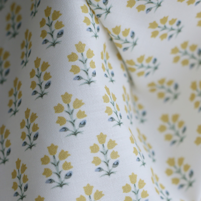 copy of Anne - Popeline douce coton organique fleuri bleu