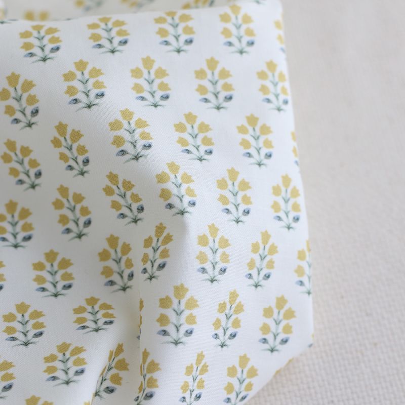 copy of Anne - Popeline douce coton organique fleuri bleu