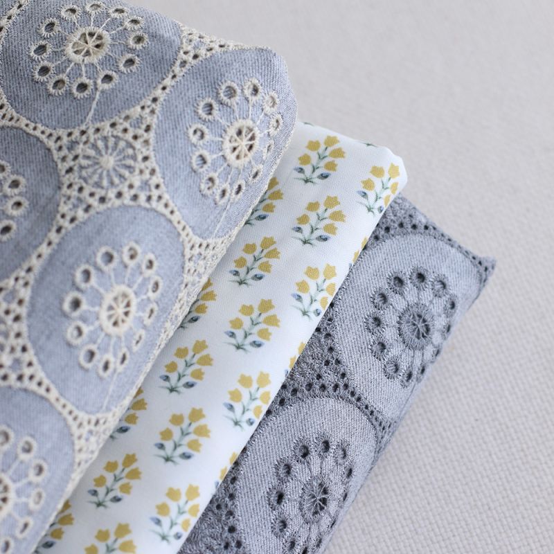 copy of Anne - Popeline douce coton organique fleuri bleu