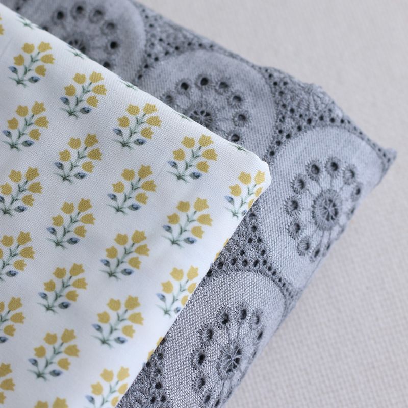 copy of Anne - Popeline douce coton organique fleuri bleu