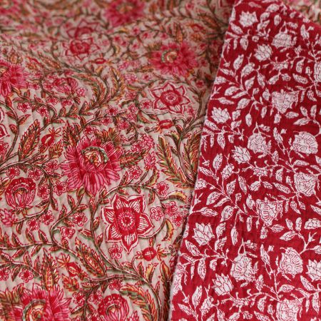 copy of Tissu indien matelassé double face coton hand block largeur 100cm copy of Tissu indien matelassé double face coton hand block largeur 100cm