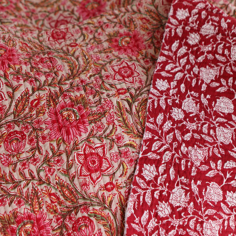 copy of Tissu indien matelassé double face coton hand block largeur 100cm
