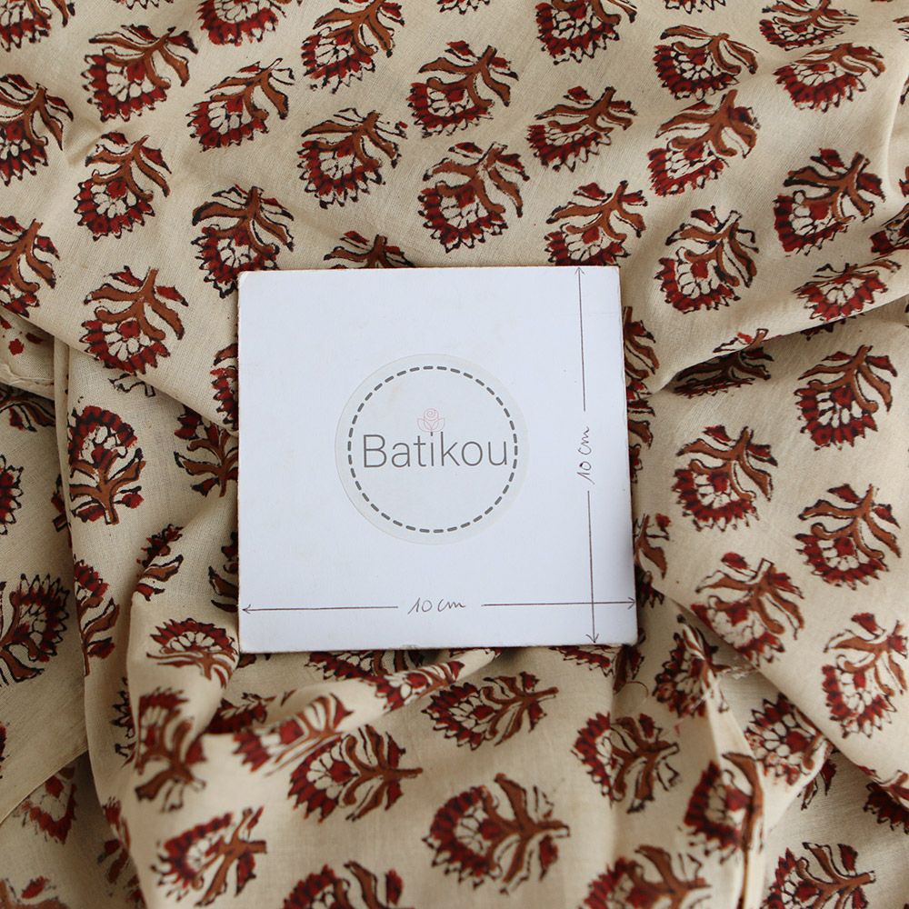 Tissu indien coton hand block traditionnel