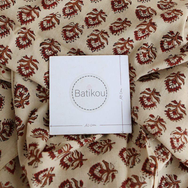 Tissu indien coton hand block traditionnel