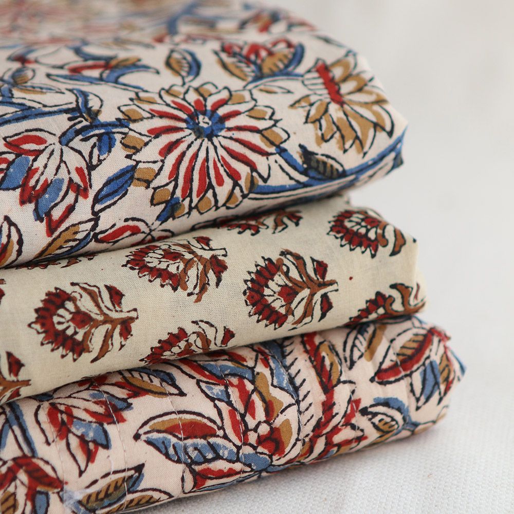 Tissu indien coton hand block traditionnel