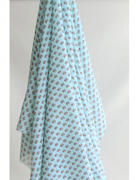 copy of Sheila - Tissu coton crêpe gaufré framboise à motifs