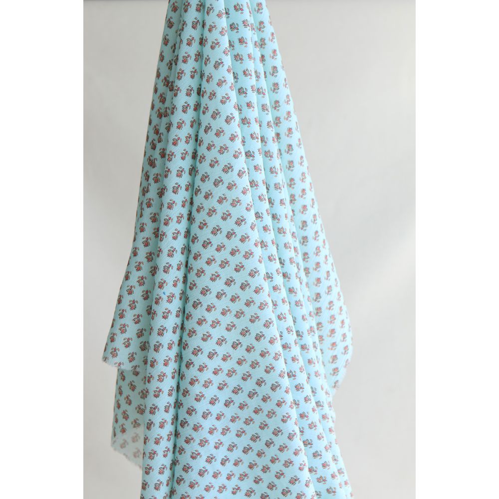 copy of Sheila - Tissu coton crêpe gaufré framboise à motifs