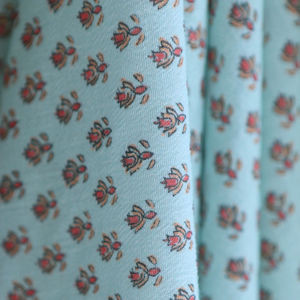 copy of Sheila - Tissu coton crêpe gaufré framboise à motifs