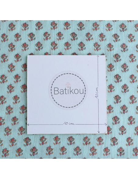 copy of Sheila - Tissu coton crêpe gaufré framboise à motifs