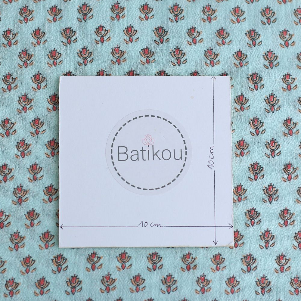 copy of Sheila - Tissu coton crêpe gaufré framboise à motifs