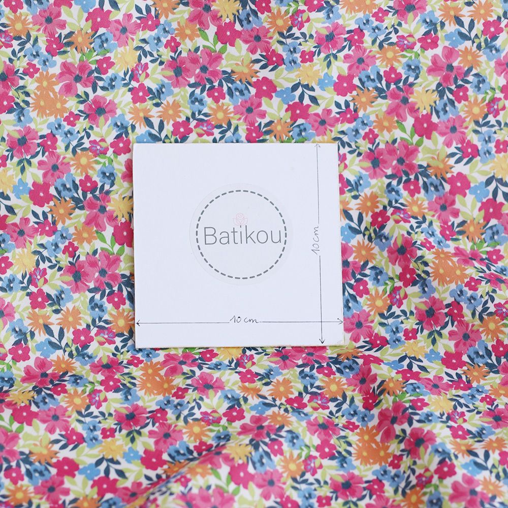 copy of Suzy - Batiste de coton douce à imprimé fleuri bleu