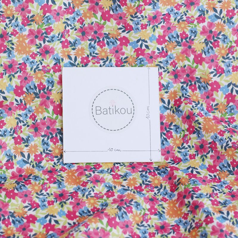 copy of Suzy - Batiste de coton douce à imprimé fleuri bleu