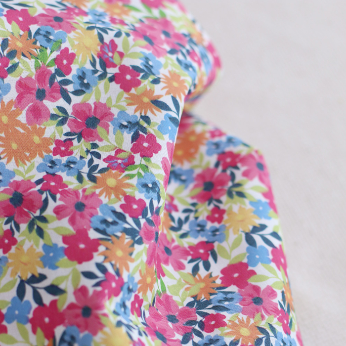 copy of Suzy - Batiste de coton douce à imprimé fleuri bleu