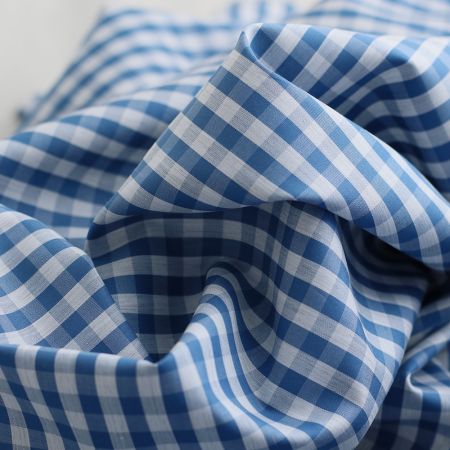 Coton vichy carreaux Bleu et blanc 6mm