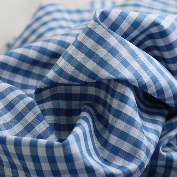 Coton vichy carreaux Bleu et blanc 6mm