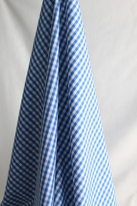 Coton vichy carreaux Bleu et blanc 6mm