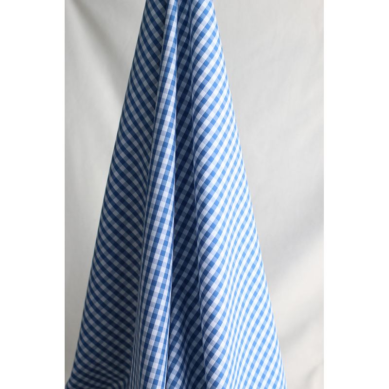 Coton vichy carreaux Bleu et blanc 6mm