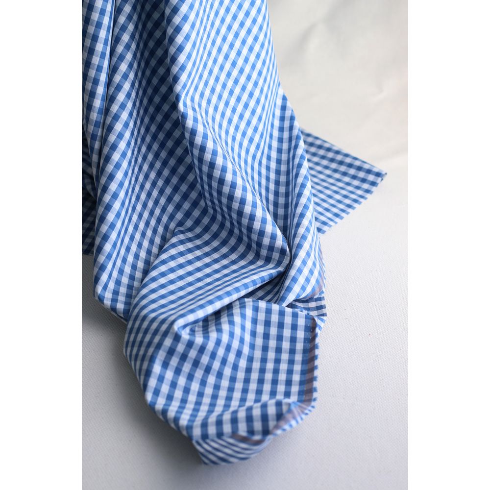 Coton vichy carreaux Bleu et blanc 6mm