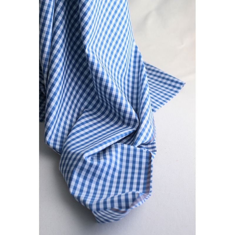 Coton vichy carreaux Bleu et blanc 6mm
