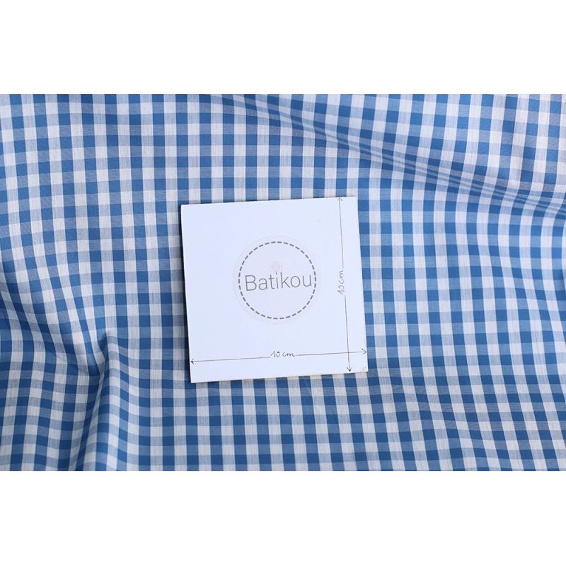 Coton vichy carreaux Bleu et blanc 6mm