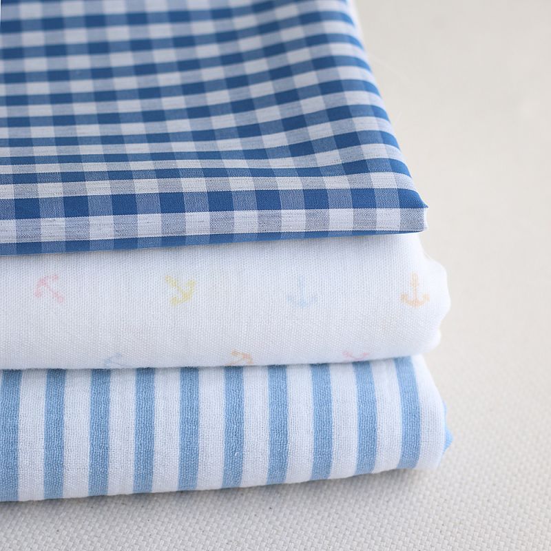 Coton vichy carreaux Bleu et blanc 6mm