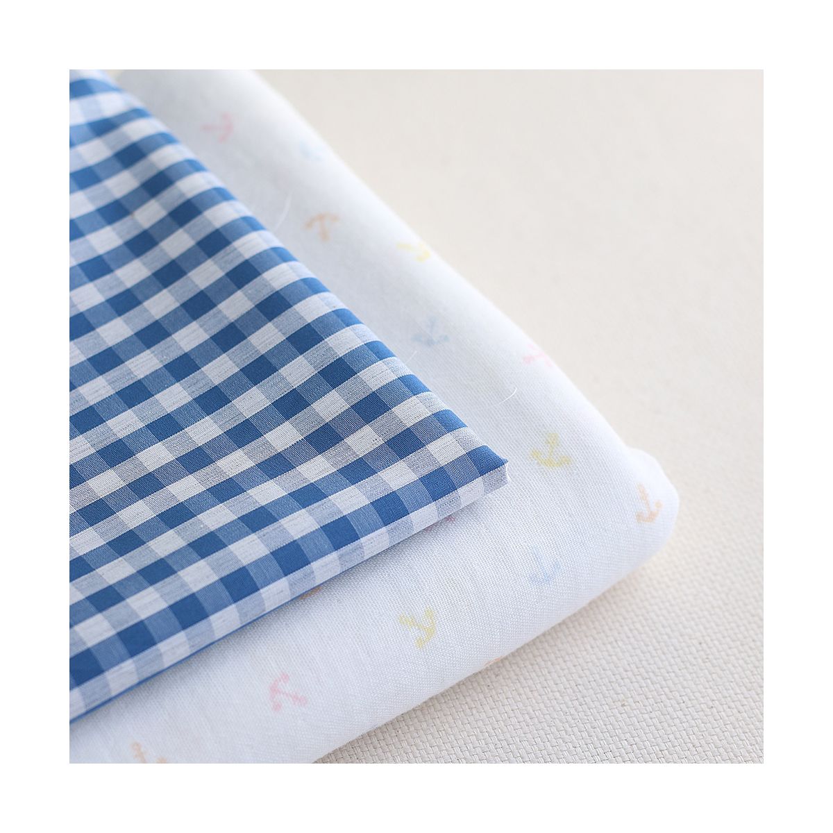 Coton vichy carreaux Bleu et blanc 6mm Coton vichy carreaux Bleu et blanc 6mm