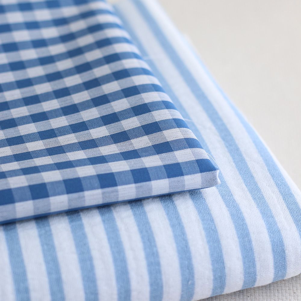 Coton vichy carreaux Bleu et blanc 6mm