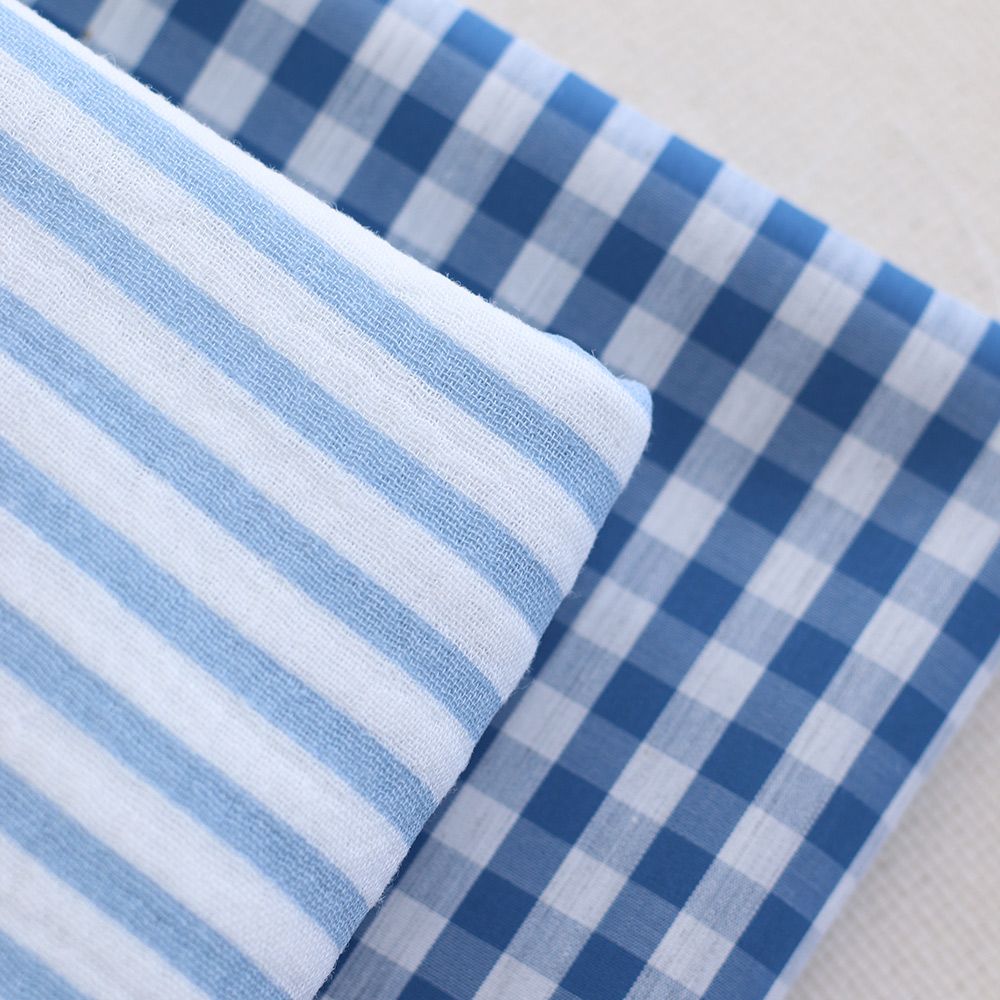 Coton vichy carreaux Bleu et blanc 6mm