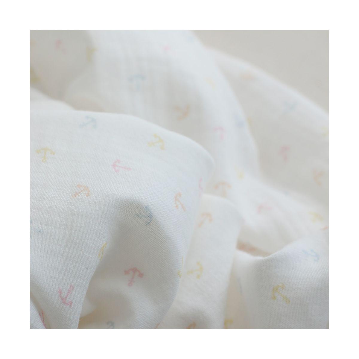 copy of Clémence - Double gaze de coton BIO blanc motif fleuri bleu