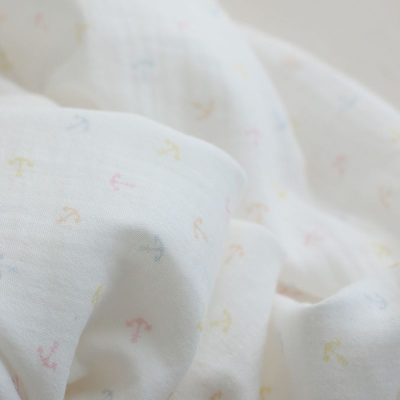 copy of Clémence - Double gaze de coton BIO blanc motif fleuri bleu