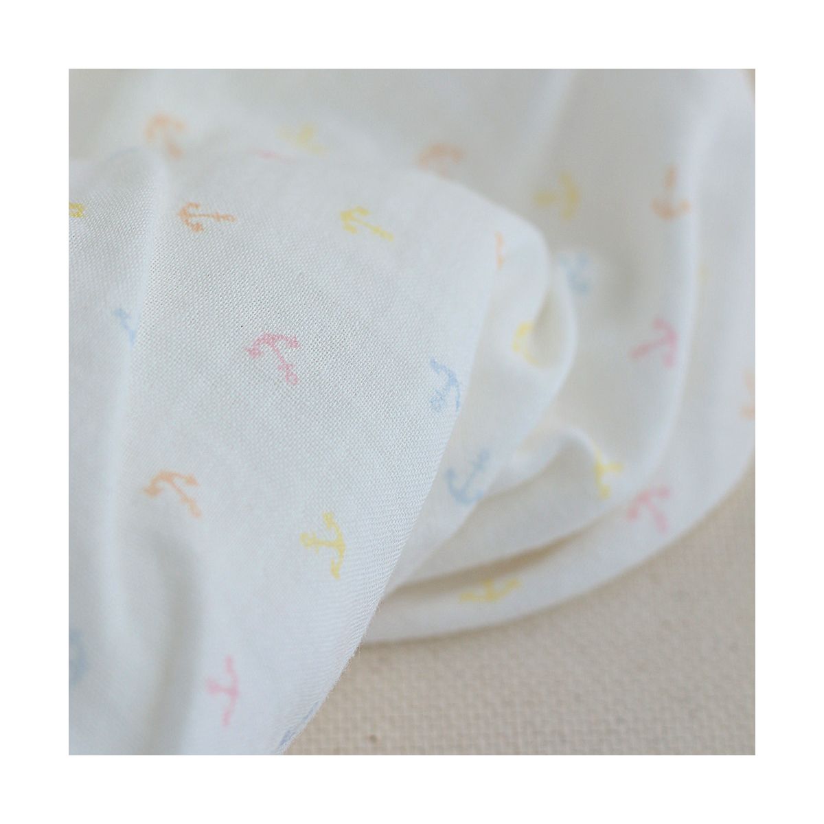 copy of Clémence - Double gaze de coton BIO blanc motif fleuri bleu