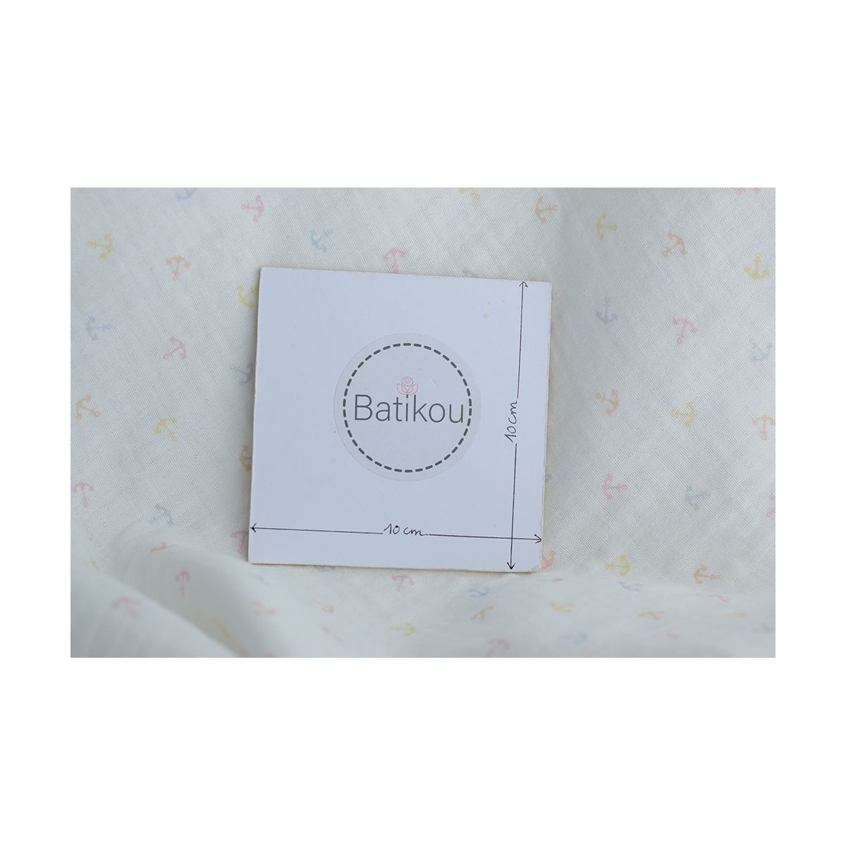 copy of Clémence - Double gaze de coton BIO blanc motif fleuri bleu