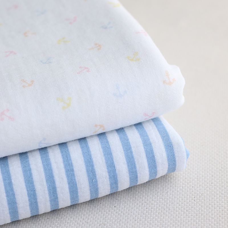 copy of Clémence - Double gaze de coton BIO blanc motif fleuri bleu