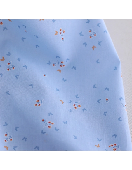 copy of Batiste de coton SILKYNE imprimé rayures bleues