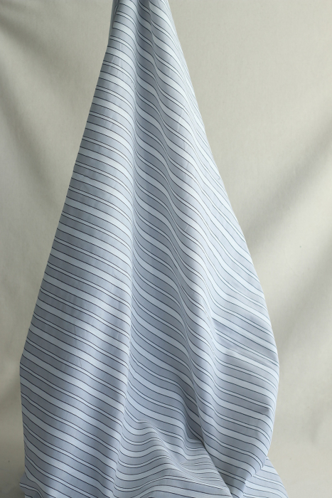 Alex - Coton tissé mélangé à rayures blanc et gris