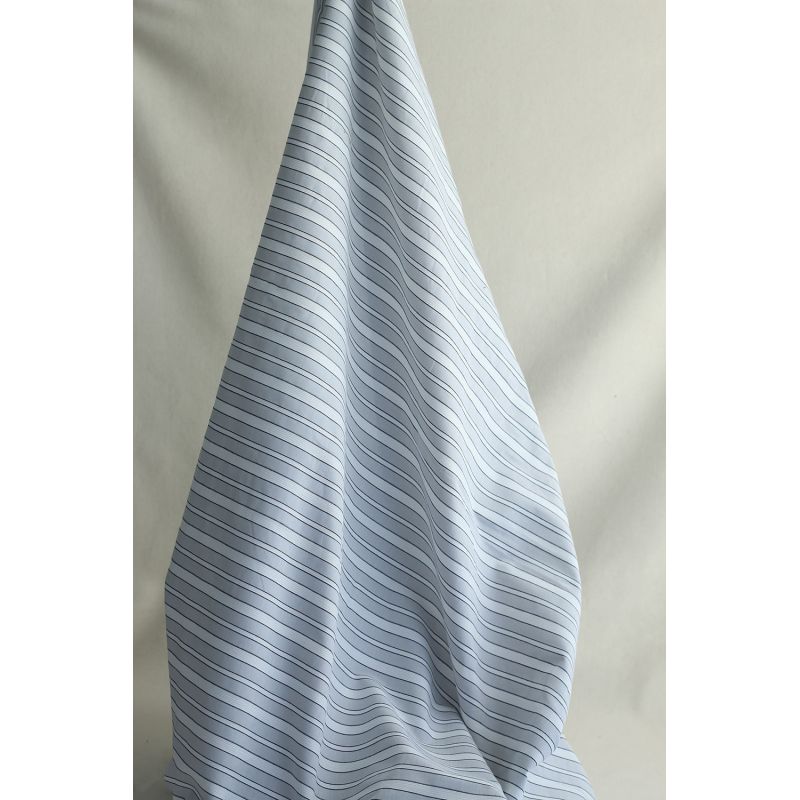 Alex - Coton tissé mélangé à rayures blanc et gris