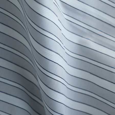 Alex - Coton tissé mélangé à rayures blanc et gris Alex - Coton tissé mélangé à rayures blanc et gris
