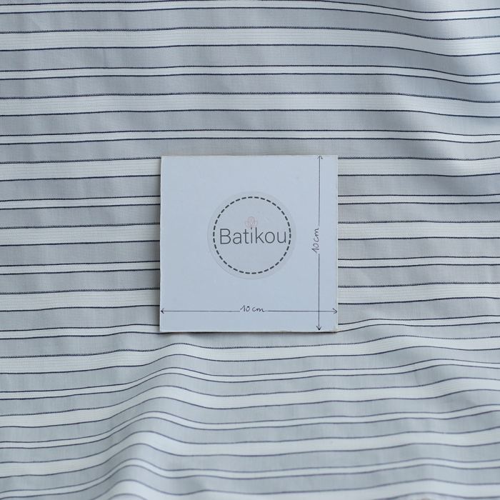 Alex - Coton tissé mélangé à rayures blanc et gris