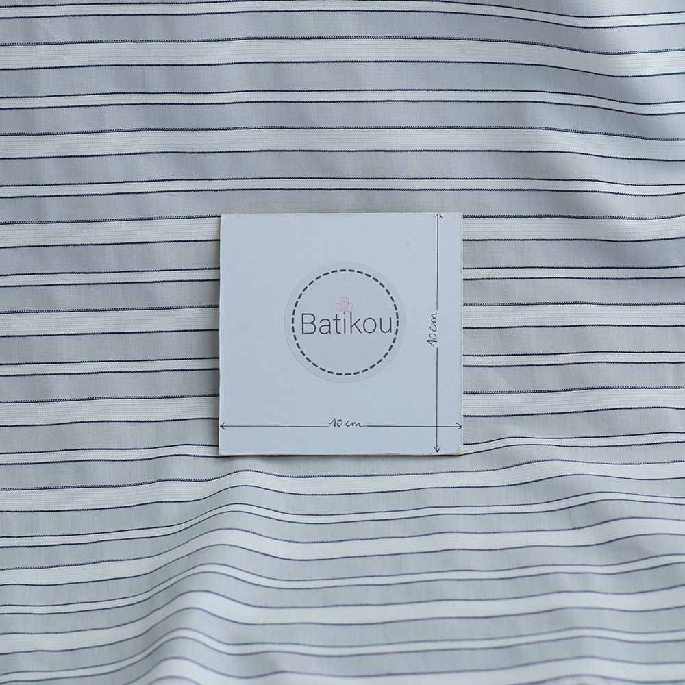 Alex - Coton tissé mélangé à rayures blanc et gris