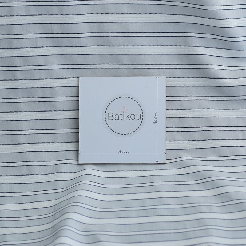 Alex - Coton tissé mélangé à rayures blanc et gris