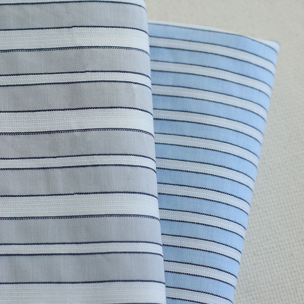 Alex - Coton tissé mélangé à rayures blanc et gris