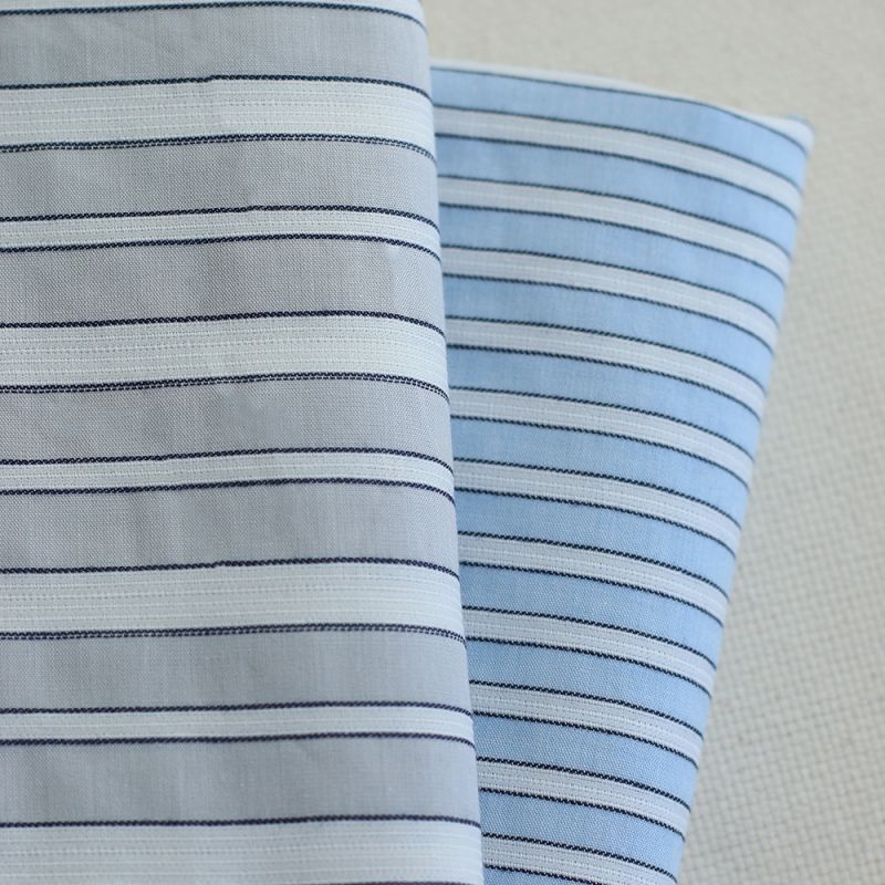 Alex - Coton tissé mélangé à rayures blanc et gris