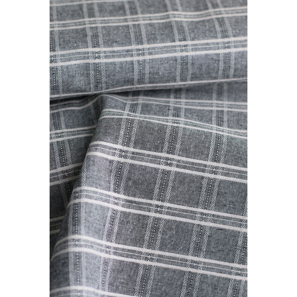 Tissu coton et viscose texturé quadrillage blanc et noir