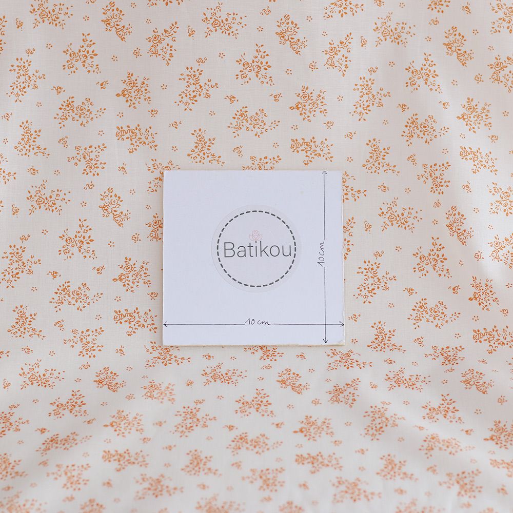 Renée - Batiste de coton douce à imprimé fleuri orange