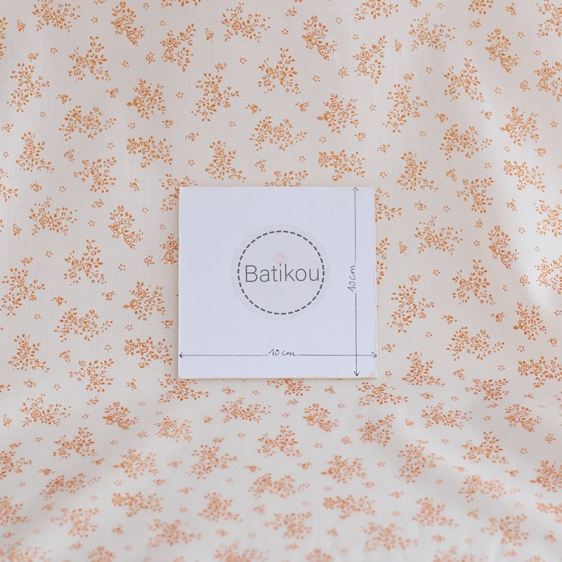 Renée - Batiste de coton douce à imprimé fleuri orange