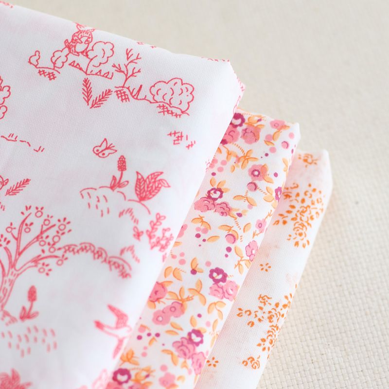 Renée - Batiste de coton douce à imprimé fleuri orange